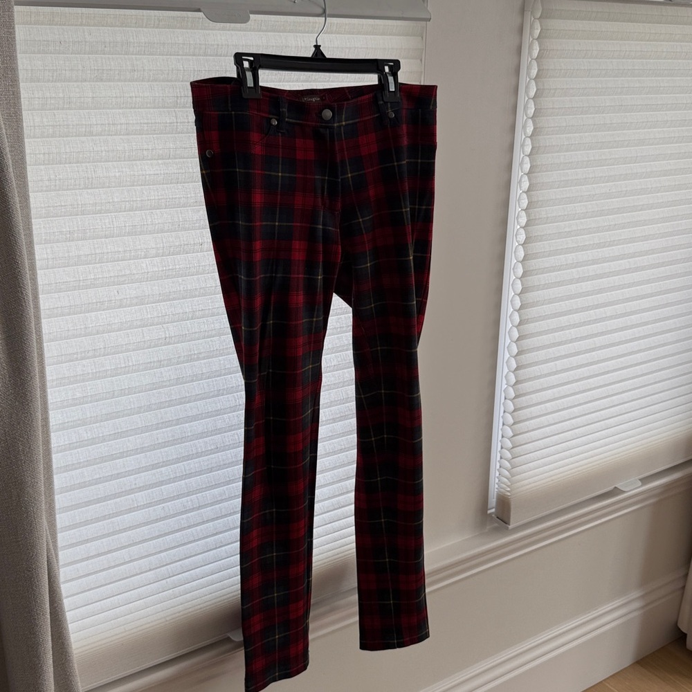 J. McLaughlin Red and Black Plaid Pants